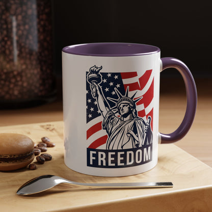 Freedom Statue Accent Coffee Mug — Patriotic Liberty 11/15oz