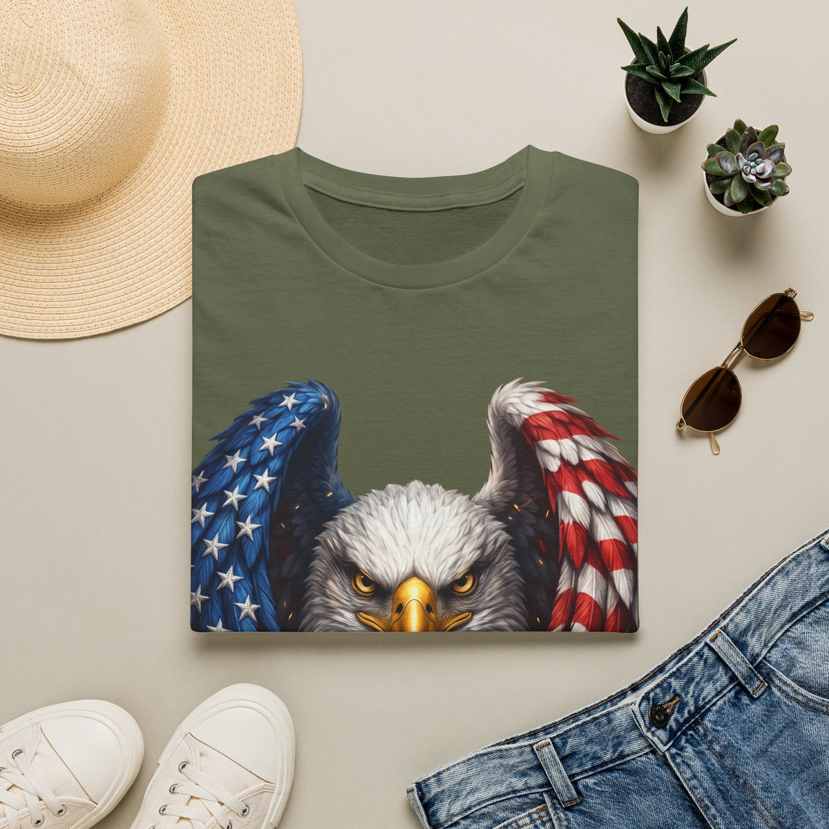 Patriotic Eagle T-Shirt — American Flag Wings Graphic