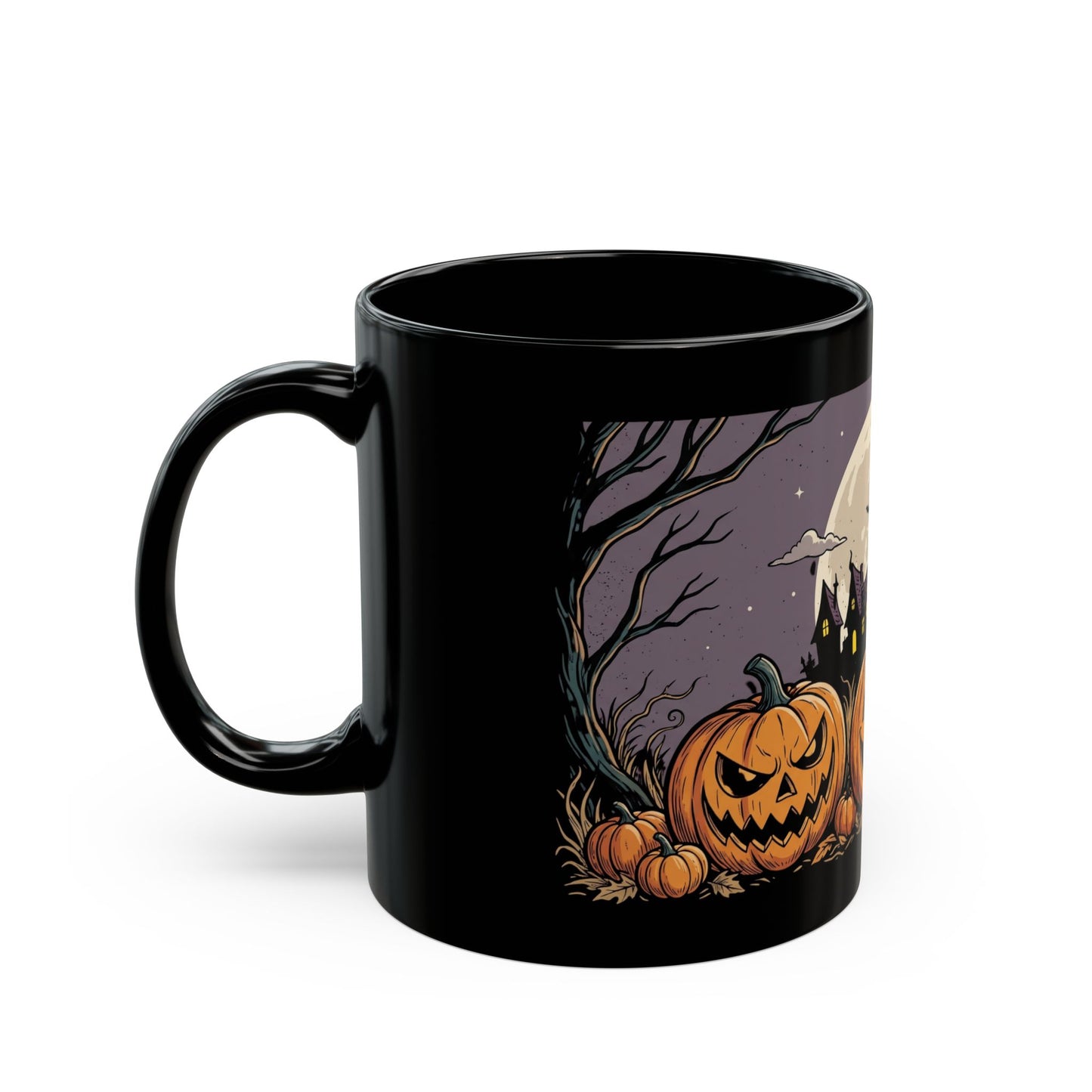 Halloween Pumpkin Night Mug — Spooky Jack-O'-Lantern Black Coffee Cup
