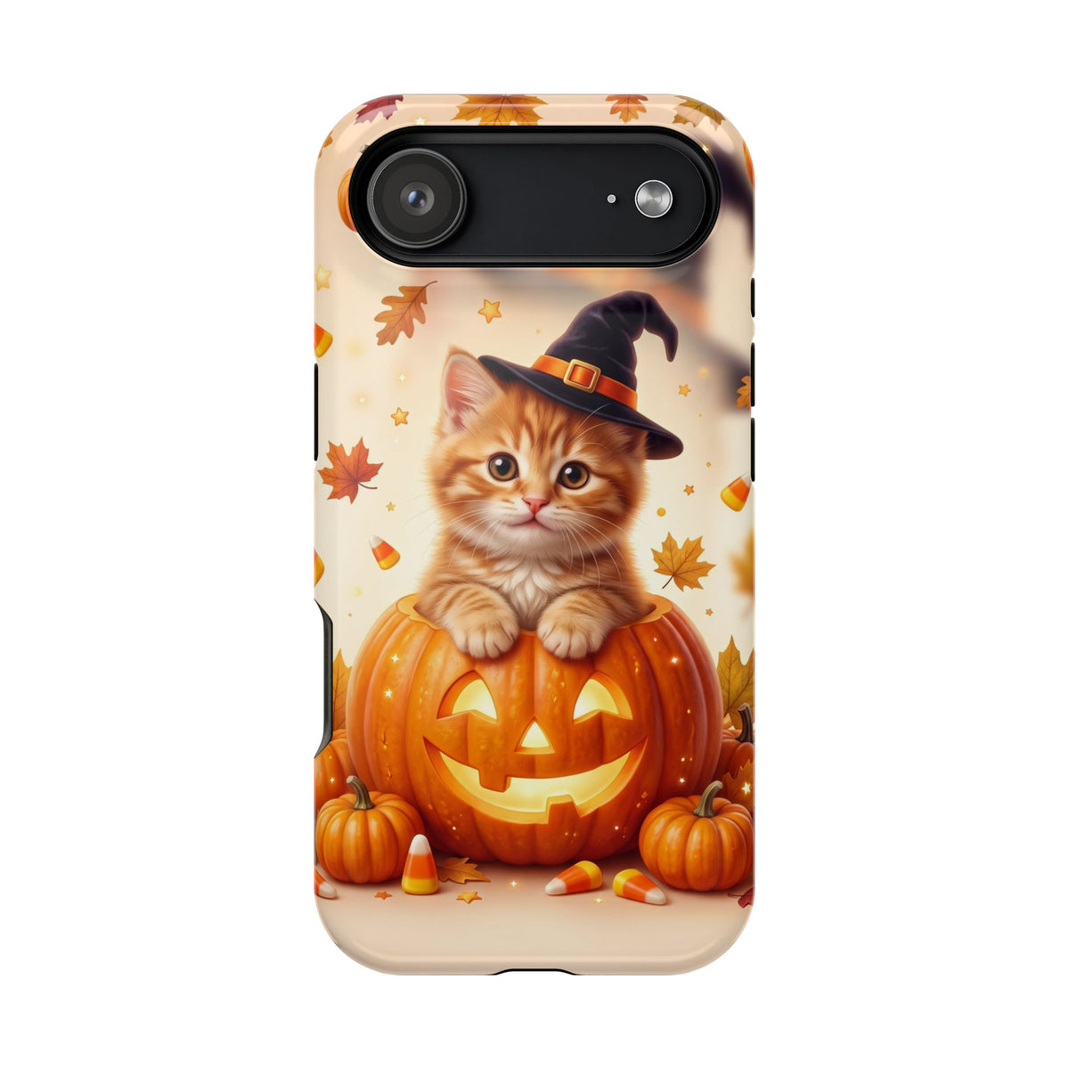 Halloween Kitten Pumpkin Phone Case — Magnetic Impact-Resistant