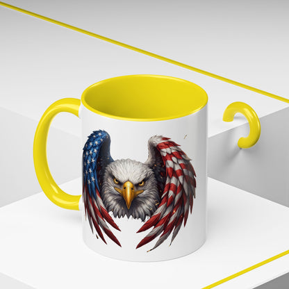 American Flag Eagle Coffee Mug – Patriotic Bald Eagle Accent Mug (11/15 oz)