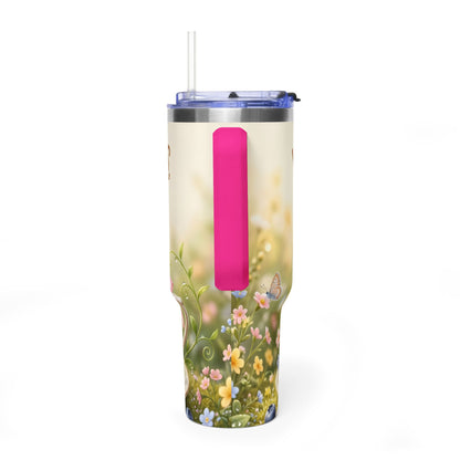 Little Things Big Joy Hedgehog Floral 40oz Thermal Tumbler