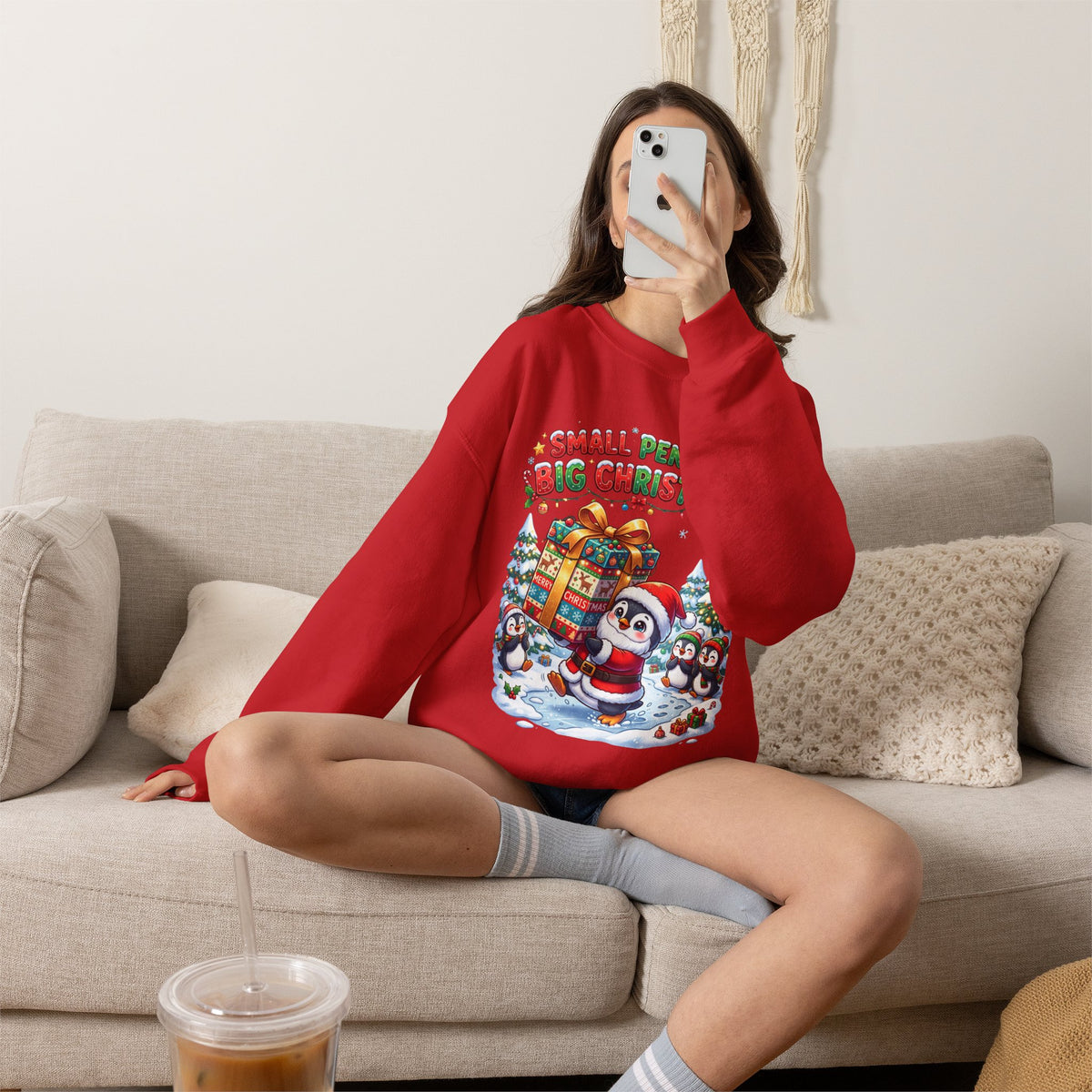 Penguin Christmas Crewneck Sweatshirt — "Small Penguin Big Christmas" Holiday Pullover