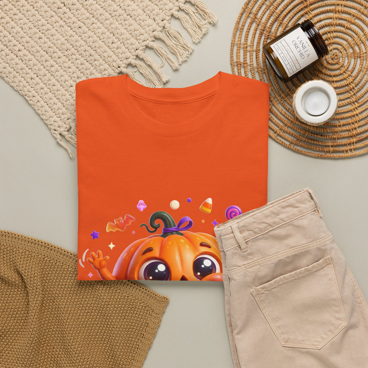 Halloween Pumpkin T‑Shirt — Happy Jack-O'-Lantern Candy Graphic Tee