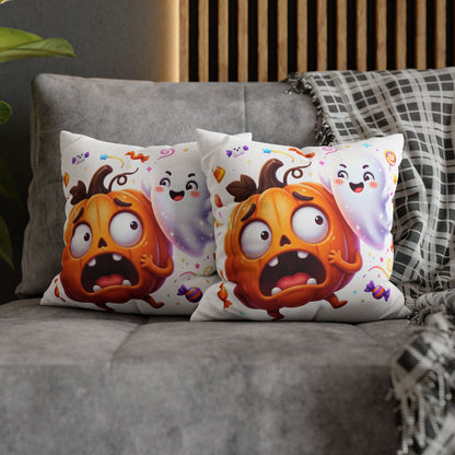 Halloween Pumpkin & Ghost Throw Pillowcase — Cute Spooky Decorative Pillow