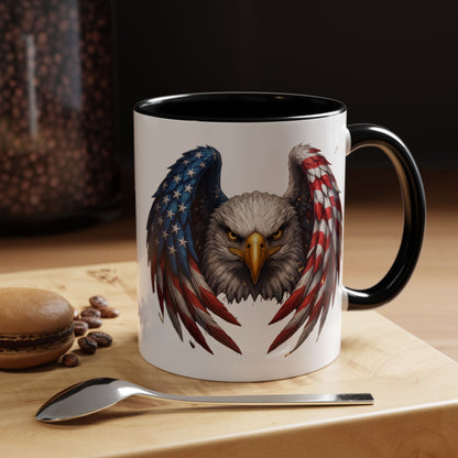 American Flag Eagle Coffee Mug – Patriotic Bald Eagle Accent Mug (11/15 oz)