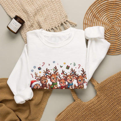Christmas Reindeer Crewneck Sweatshirt — "Deerly Believed in Christmas" Holiday Pullover