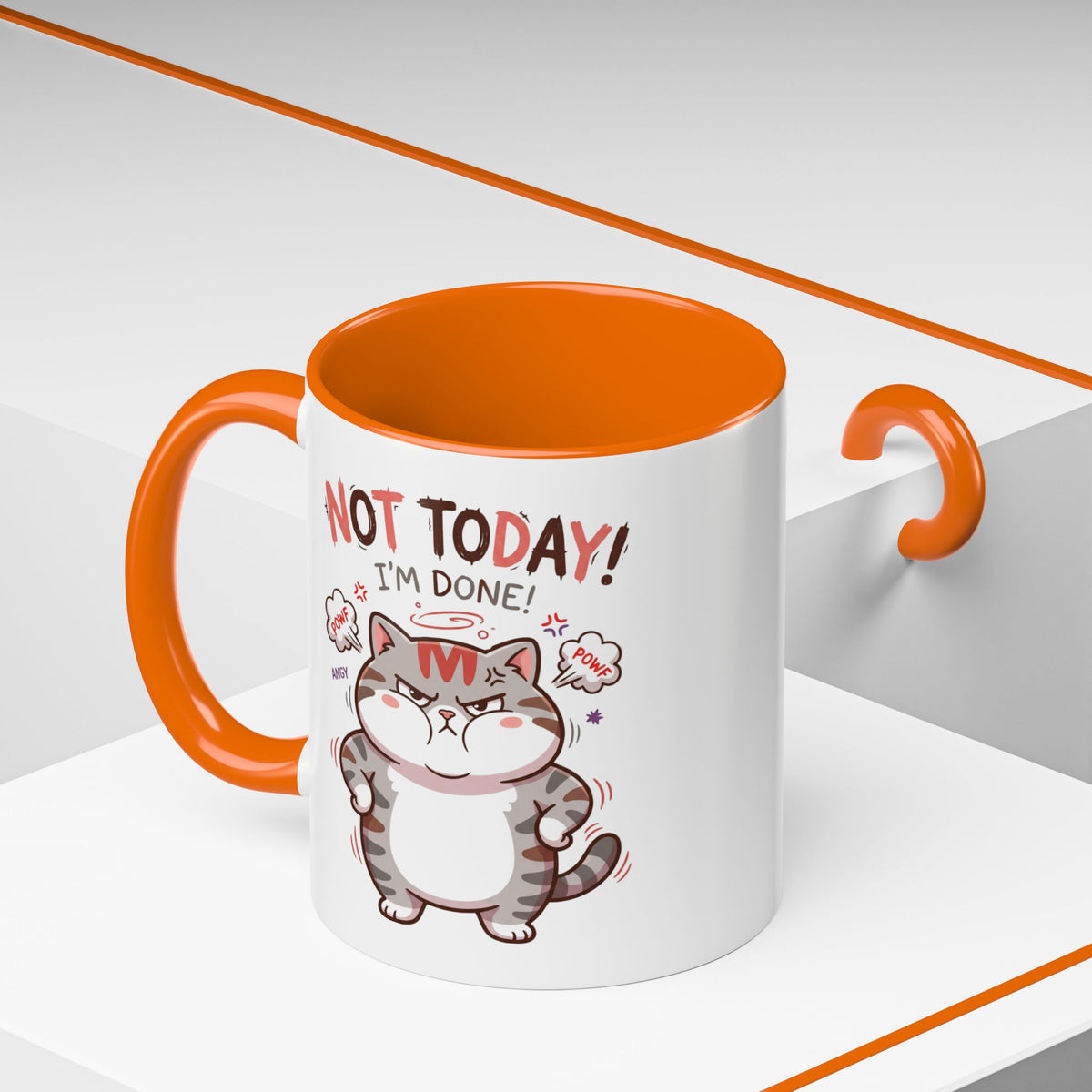 Funny Cat Mug - "Not Today! I'm Done" Accent Coffee Mug (11/15oz)