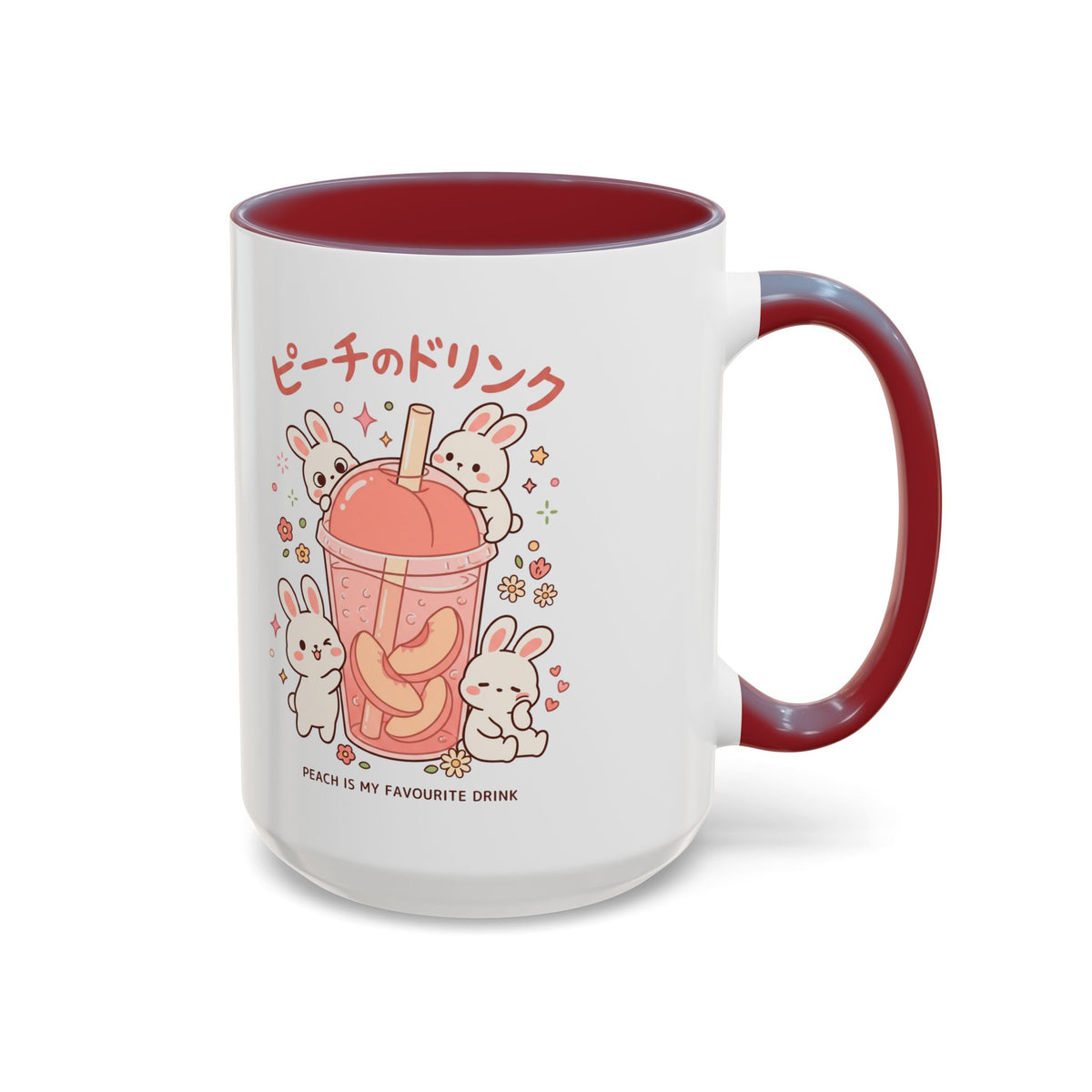Peach Drink Bunny Mug — Cute Kawaii Coffee Tea Cup (11/15oz)