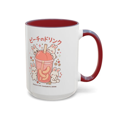 Peach Drink Bunny Mug — Cute Kawaii Coffee Tea Cup (11/15oz)