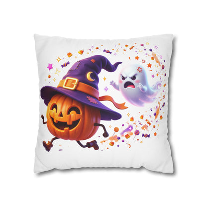 Halloween Pumpkin & Ghost Pillowcase — Cute Spooky Decorative Throw Pillow