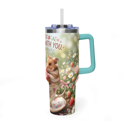 Life Is Sweeter With You Hamster Floral 40oz Thermal Tumbler