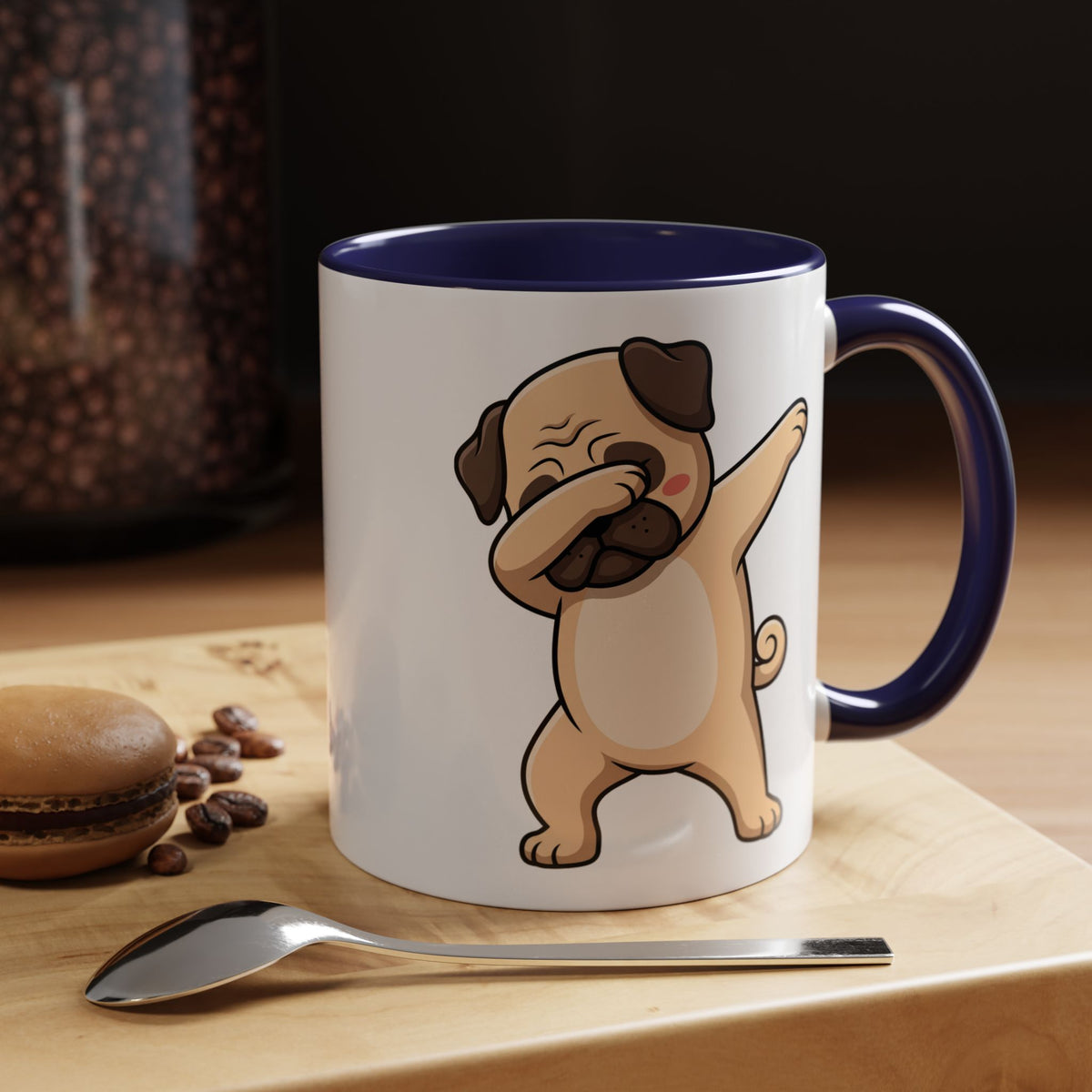 Dabbing Pug Coffee Mug — Cute Dog Accent Mug (11/15 oz)