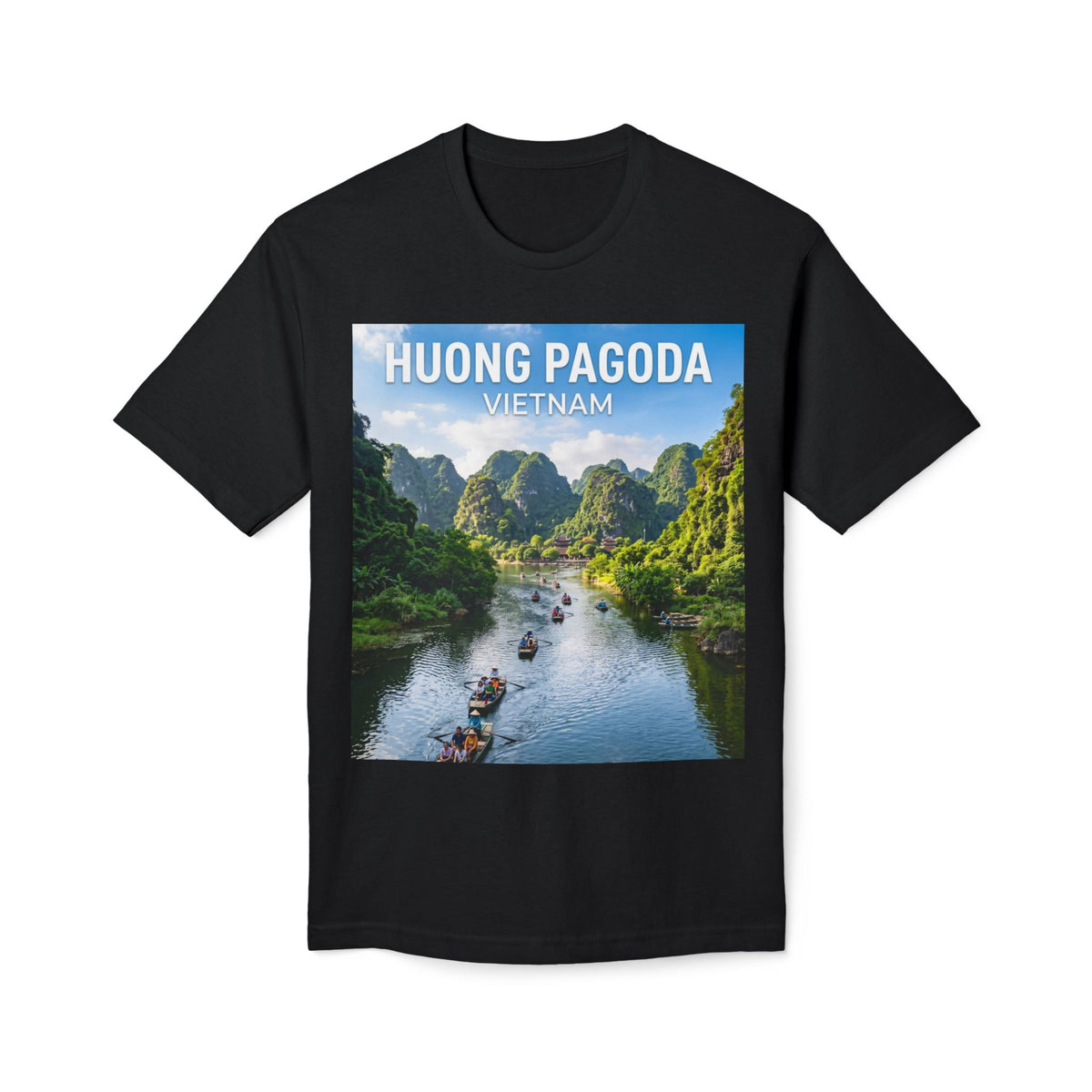 Huong Pagoda Vietnam T-Shirt — Scenic Ninh Binh River Travel Tee