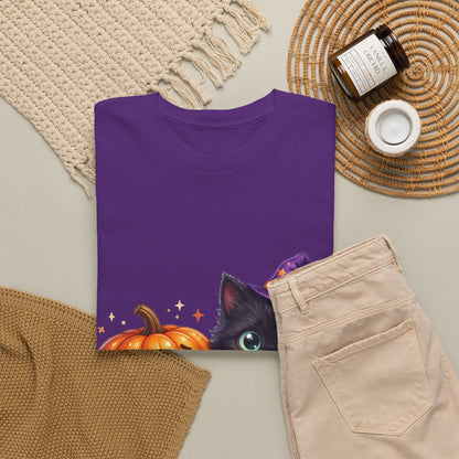 Halloween Black Kitten & Pumpkin T-Shirt