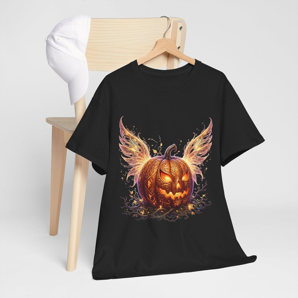 Halloween Pumpkin Tee — Winged Jack-O'-Lantern Graphic Shirt