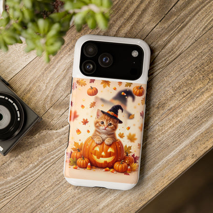 Halloween Kitty Pumpkin Phone Case — Magnetic Impact-Resistant