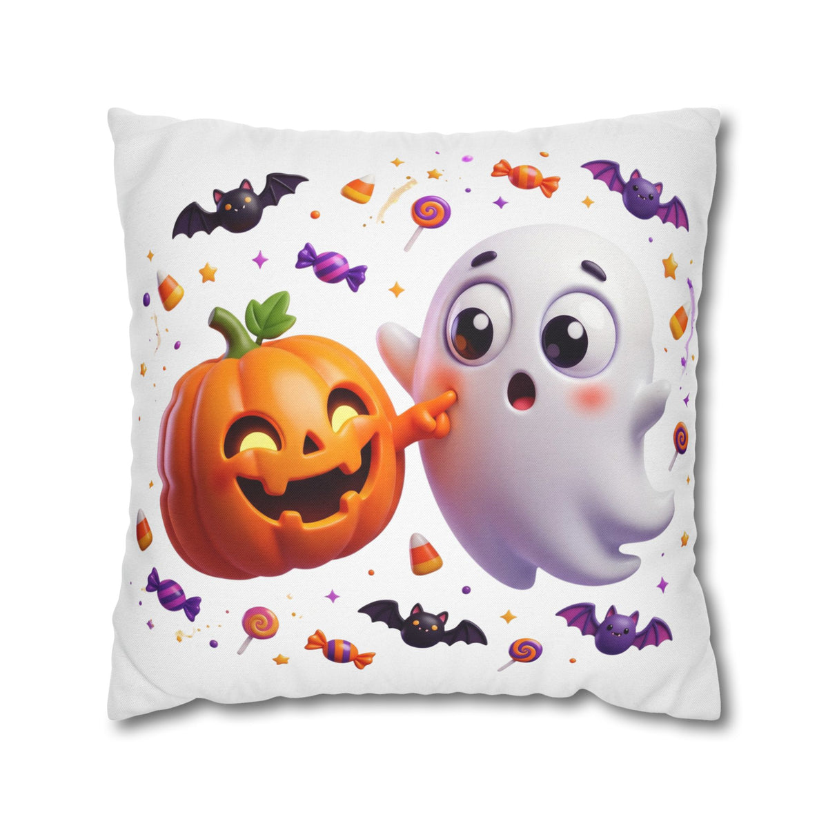 Halloween Ghost & Pumpkin Throw Pillowcase - Cute Spooky Decor