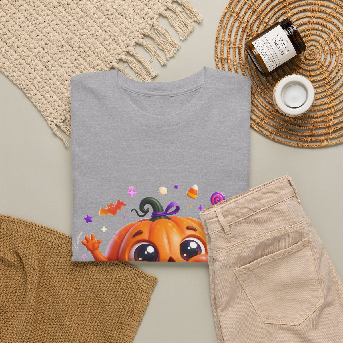 Halloween Pumpkin T‑Shirt — Happy Jack-O'-Lantern Candy Graphic Tee