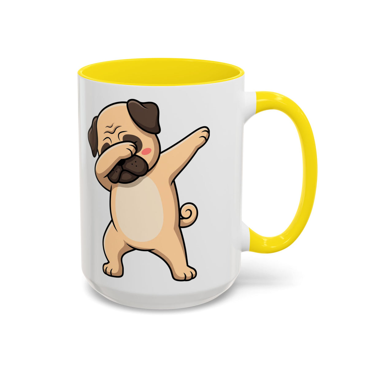 Dabbing Pug Coffee Mug — Cute Dog Accent Mug (11/15 oz)