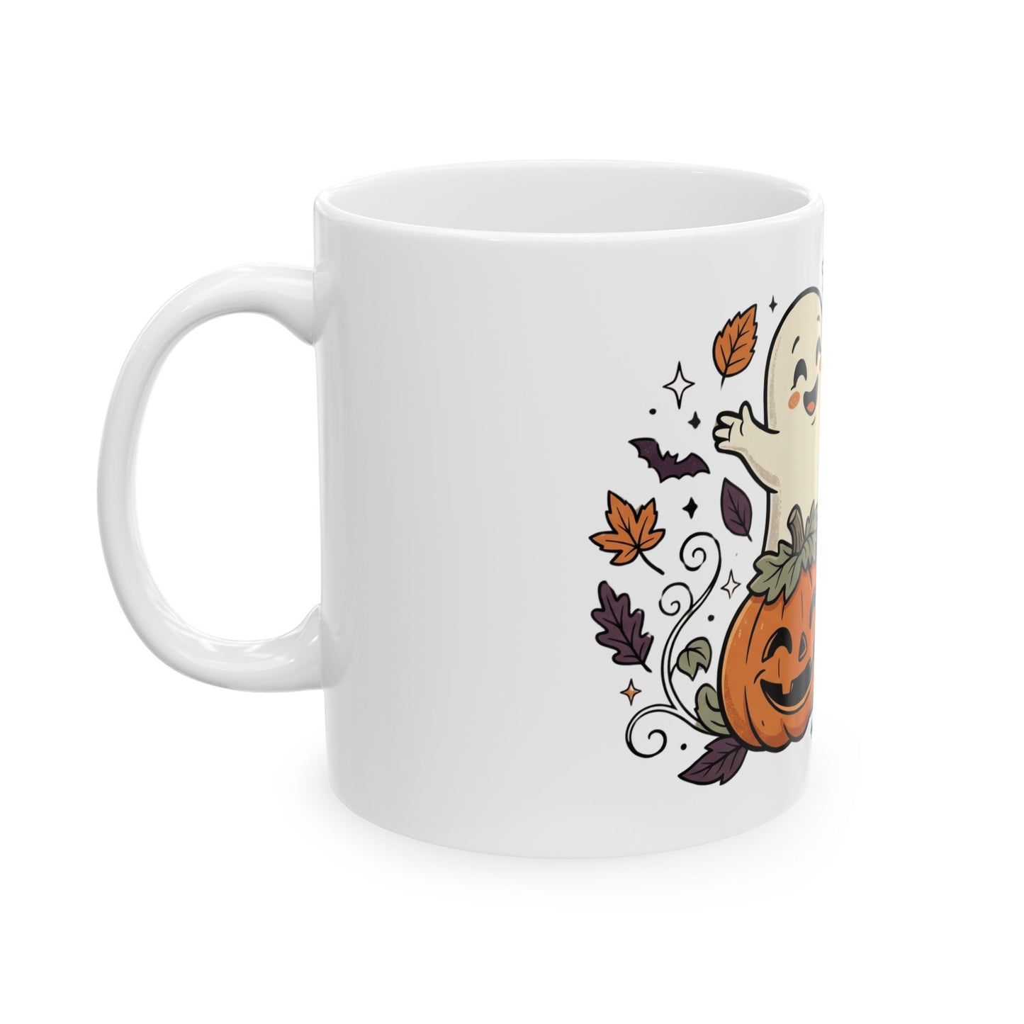 Halloween Ghosts & Jack-O'-Lantern Ceramic Mug (11oz, 15oz)