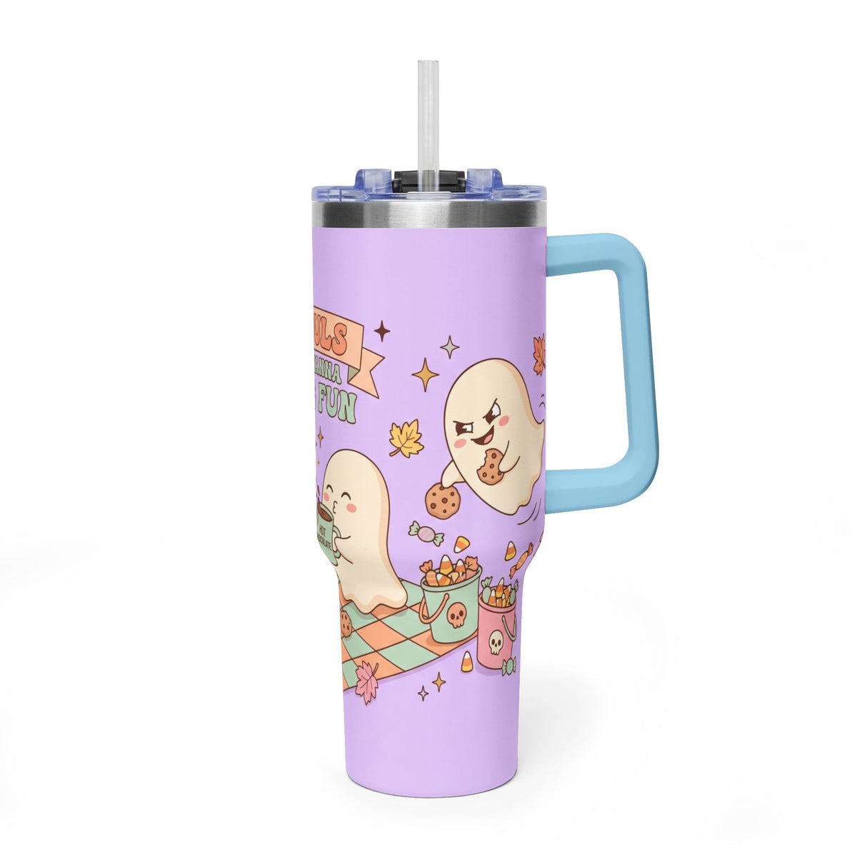 40oz Tumbler – “Ghouls Just Wanna Have Fun” Halloween Ghosts & Pumpkins