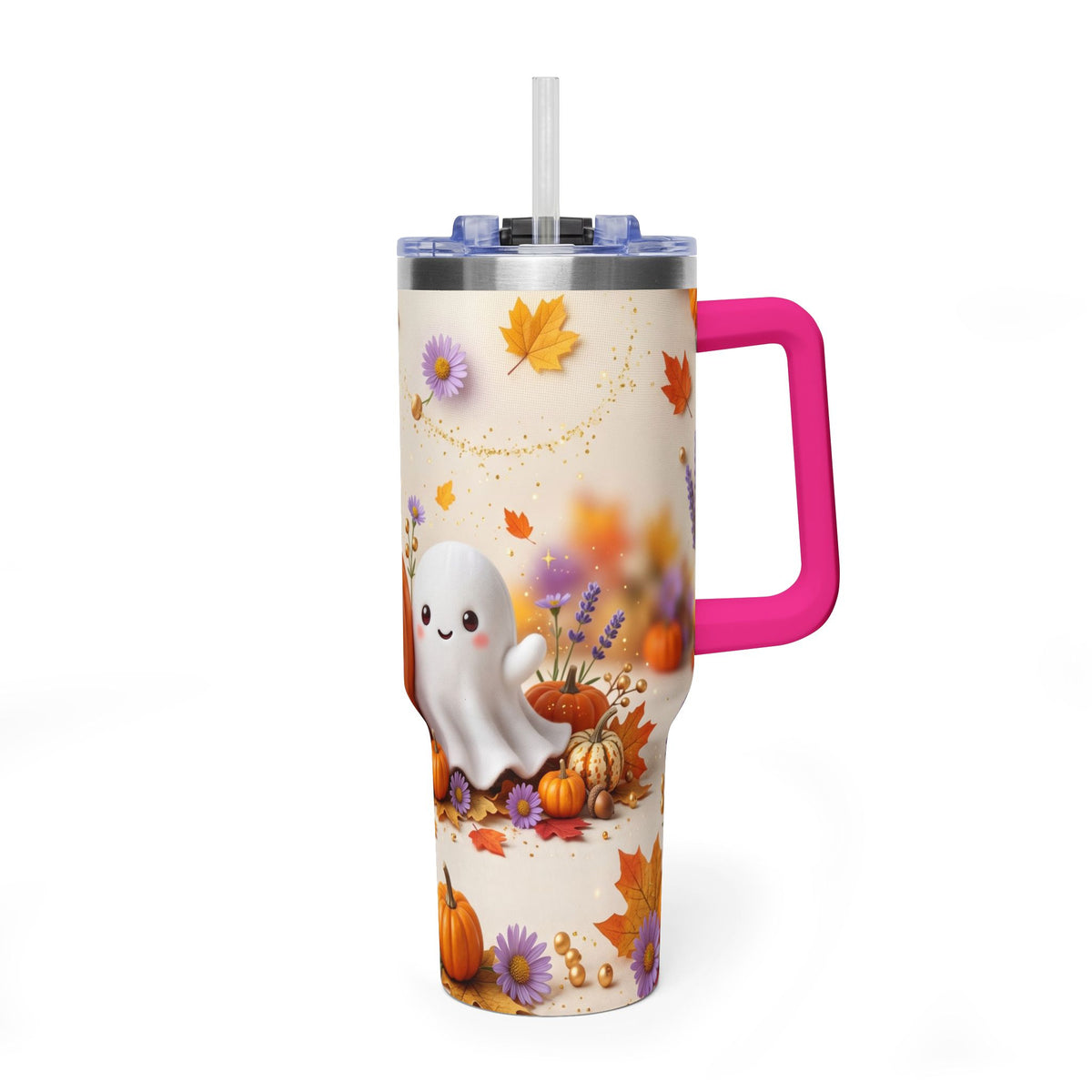 40oz Halloween Cat Vacuum Tumbler with Pumpkin