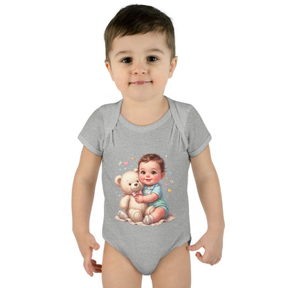 Cute Baby & Teddy Bodysuit – Infant Rib One-Piece