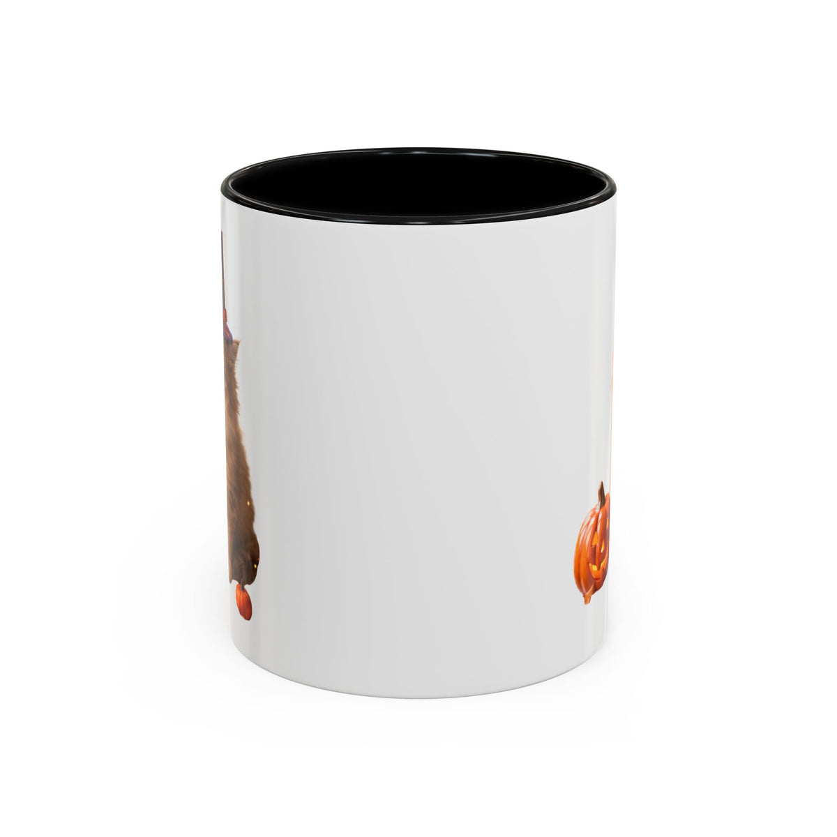 Halloween Cat Coffee Mug with Witch Hat and Pumpkin