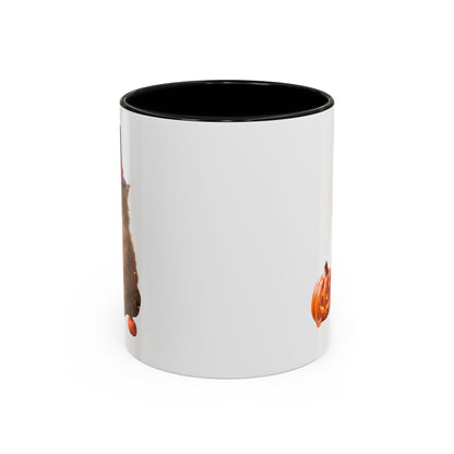 Halloween Cat Coffee Mug with Witch Hat and Pumpkin
