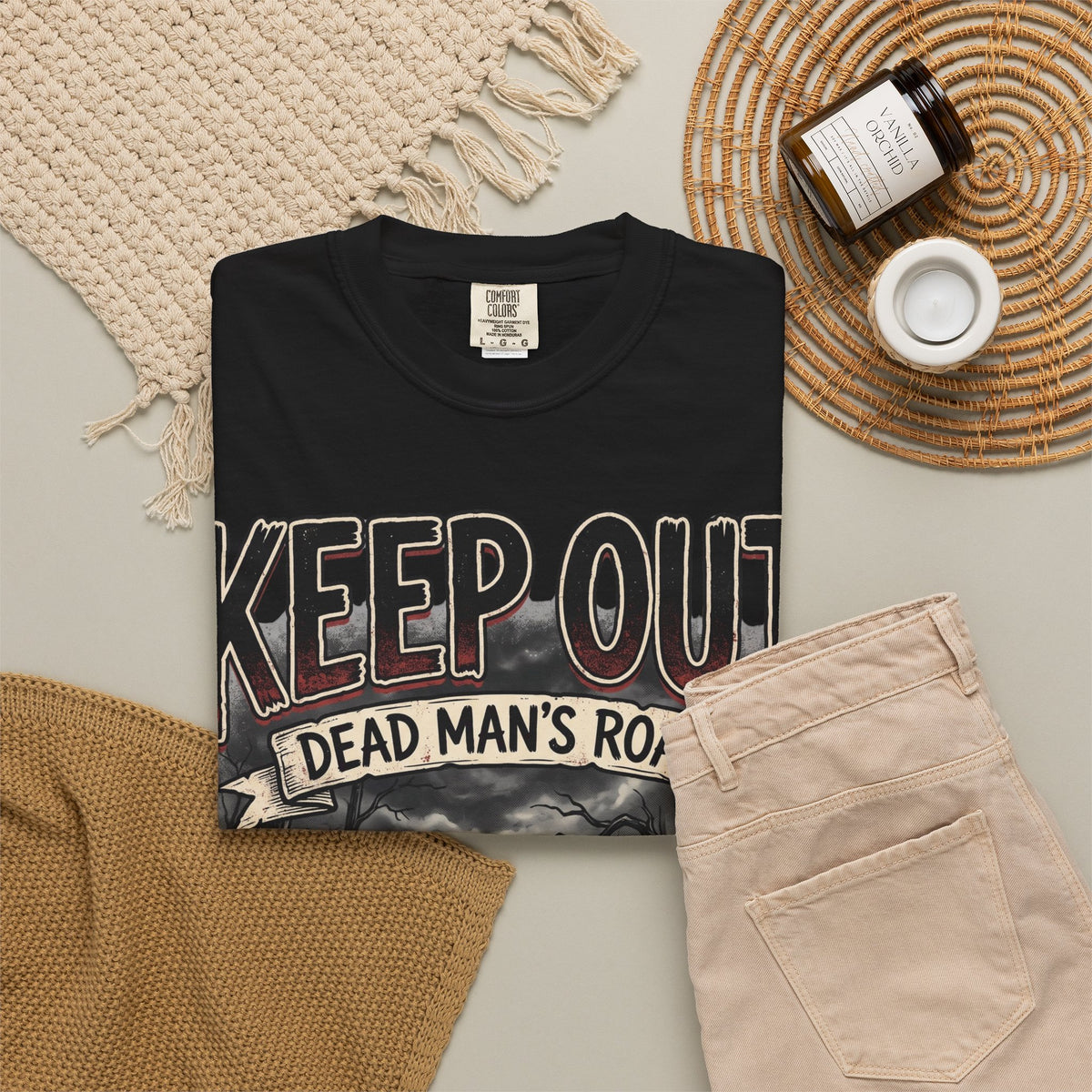 Keep Out "Dead Man's Road" T-Shirt — Spooky Haunted Road Graphic Tee