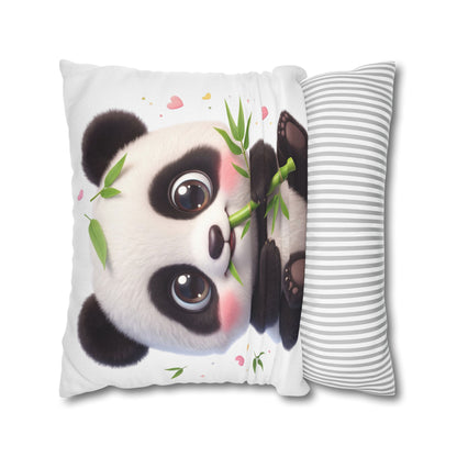 Cute Baby Panda Square Pillowcase — Adorable Bamboo-Eating Plush Decor