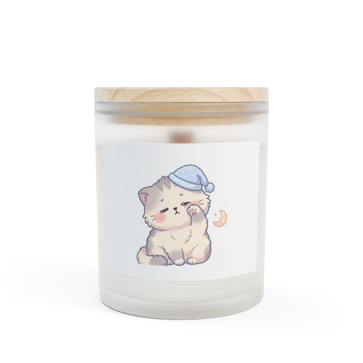 Sleepy Kitten Frosted Glass Candle — 11oz Cute Nighttime Scented Candle