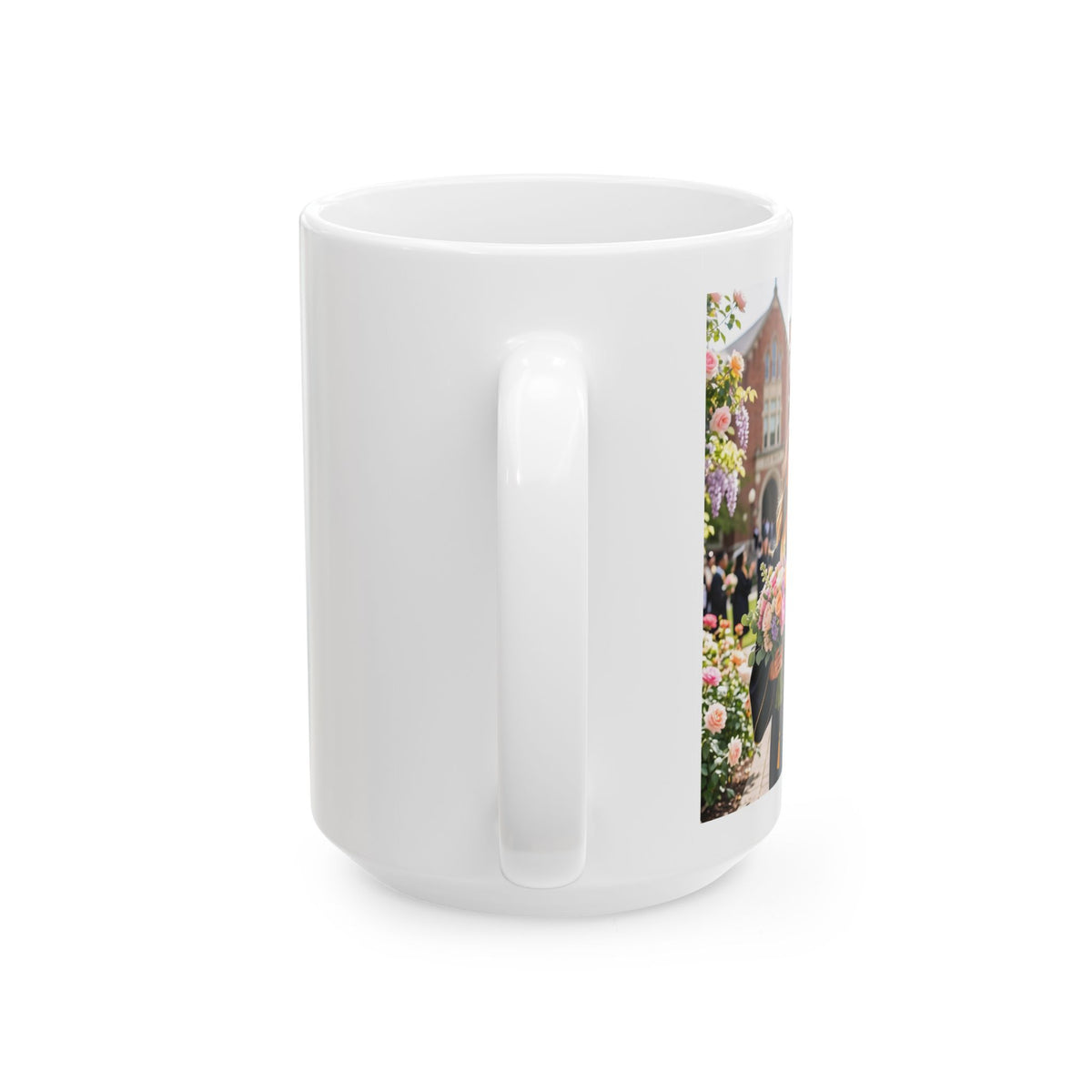 Graduation Mug - "She Did It!" Floral Celebration Ceramic Coffee Cup (11oz & 15oz)