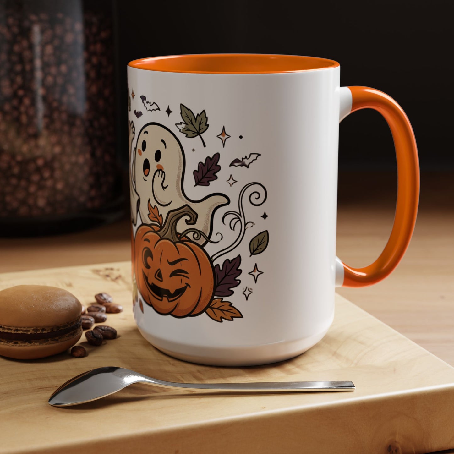 Halloween Ghosts & Pumpkins Coffee Mug — Cute Spooky Accent Mug (11/15oz)
