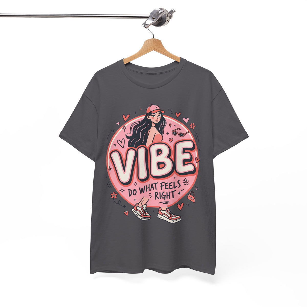 Vibe Girl Graphic Tee — “VIBE: Do What Feels Right” Cute Pink Streetwear T‑Shirt