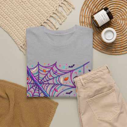 Pumpkin Spider Web Halloween T‑Shirt — Cute Spooky Pumpkin Cartoon Tee