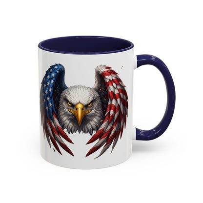 American Flag Eagle Coffee Mug – Patriotic Bald Eagle Accent Mug (11/15 oz)
