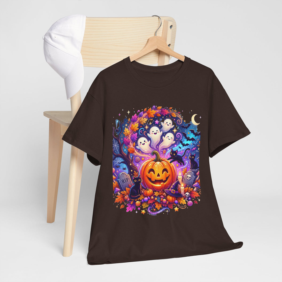 Halloween Pumpkin & Ghosts T-Shirt — Cute Spooky Jack-O'-Lantern Tee