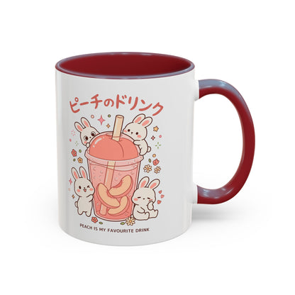Peach Drink Bunny Mug — Cute Kawaii Coffee Tea Cup (11/15oz)