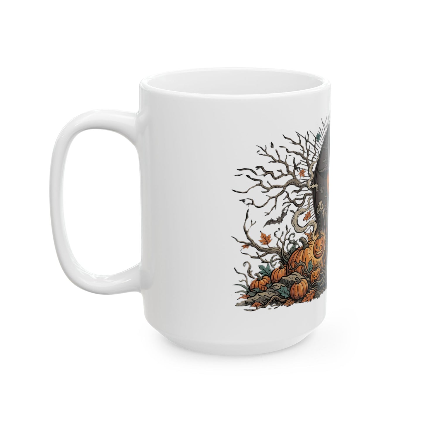 Halloween Pumpkin Witch Mug — Spooky Jack-o'-Lantern Ceramic Coffee Cup (11oz & 15oz)