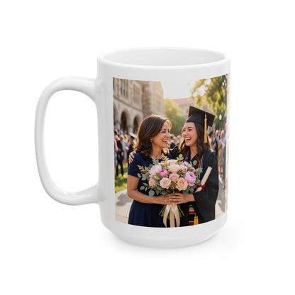 “She Made Us Proud” Floral Graduation Ceramic Mug (11oz, 15oz)