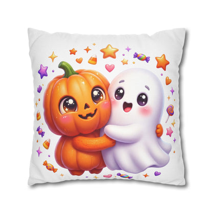 Cute Halloween Pumpkin & Ghost Pillowcase — Spooky Kawaii Decor