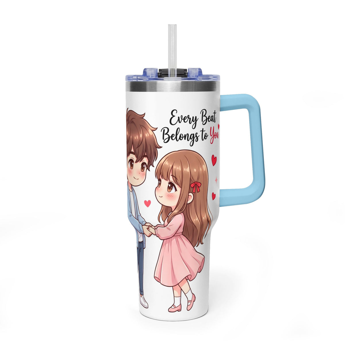 Cute Anime Boy Love Hearts 40oz Travel Tumbler
