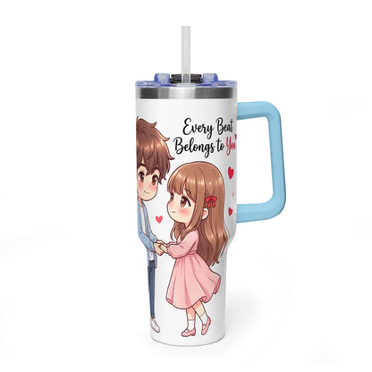 Cute Anime Boy Love Hearts 40oz Travel Tumbler