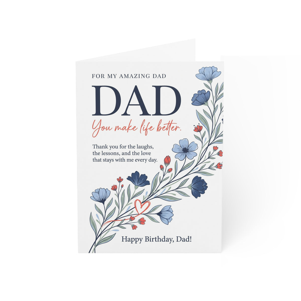 Dad Birthday Greeting Card – “My First Hero” Floral Card