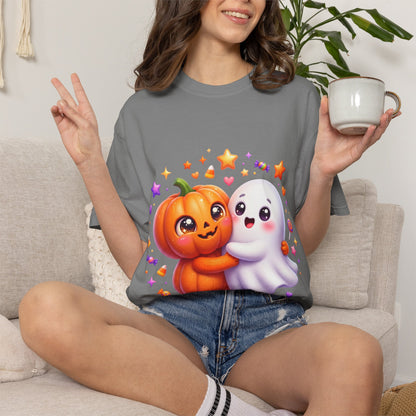 Halloween Pumpkin & Ghost T-Shirt — Cute Spooky Friends Graphic Tee
