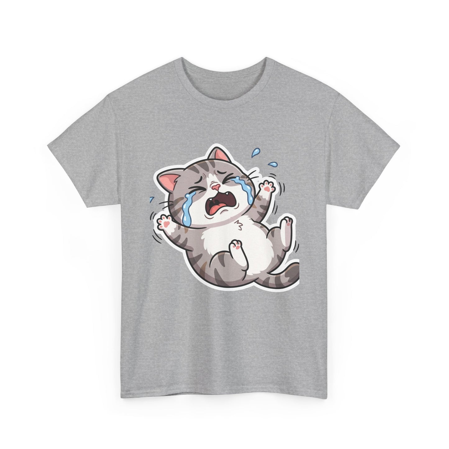 Crying Cartoon Cat T-Shirt — Cute Kawaii Kitten Graphic Tee