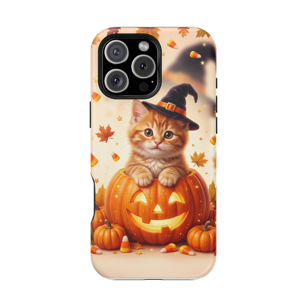 Halloween Kitten Pumpkin Phone Case — Magnetic Impact-Resistant