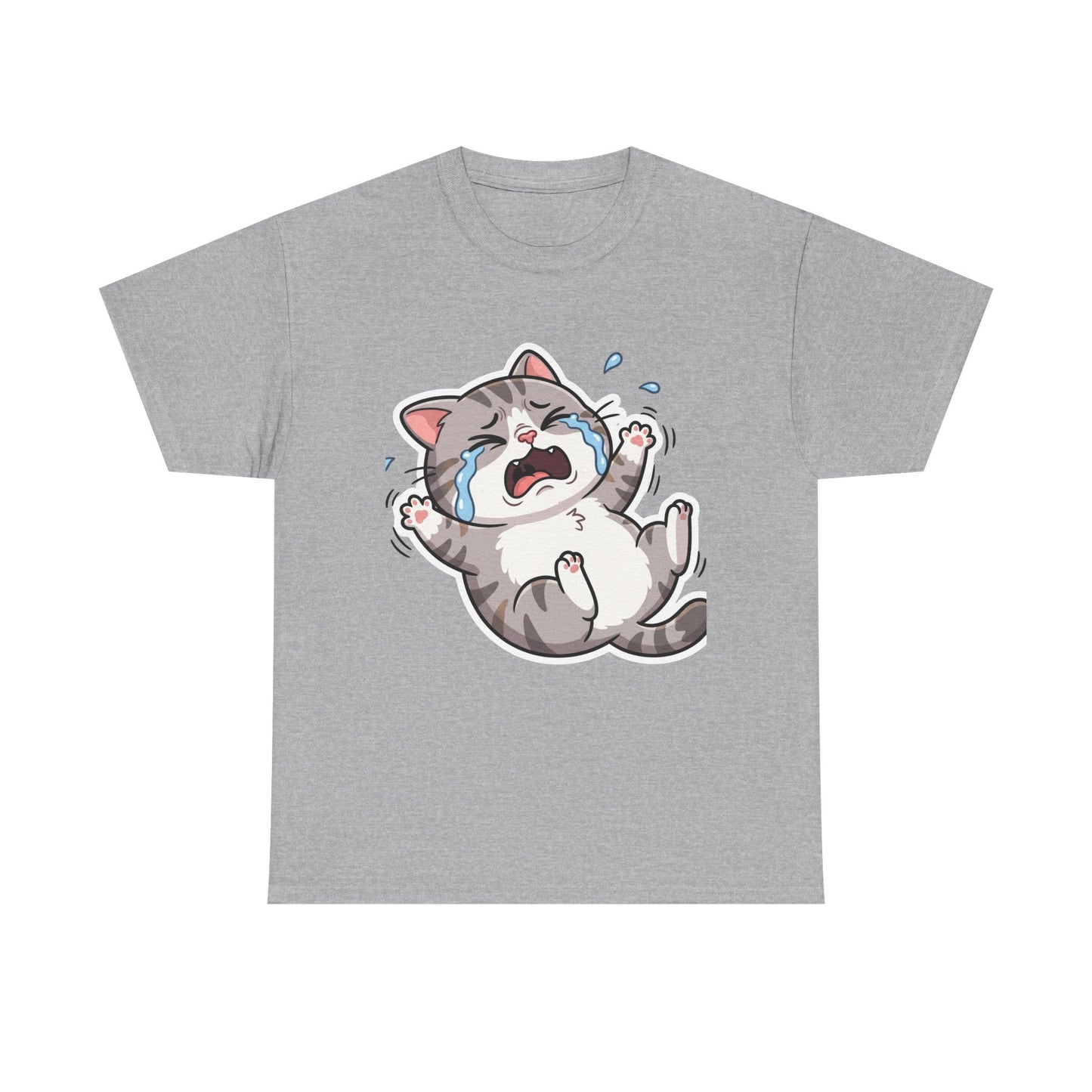Crying Cartoon Cat T-Shirt — Cute Kawaii Kitten Graphic Tee